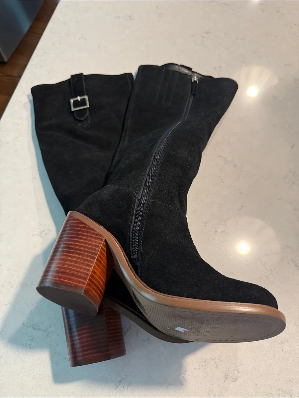Kelsi Dagger Brooklyn Fletcher Black Suede Knee-High Boots - Size 9
